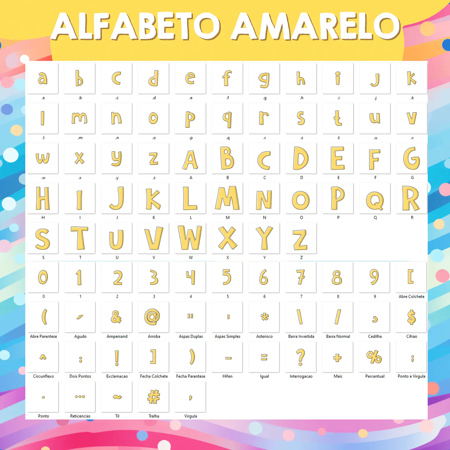 Kit Digital Alfabeto Colorido Candy - 8 CORES 2