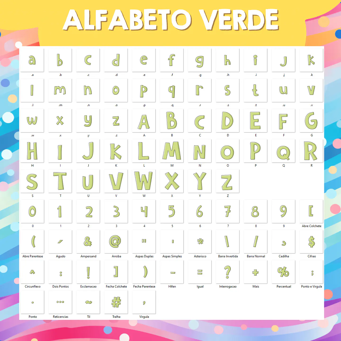 Kit Digital Alfabeto Colorido Candy - 8 CORES 4