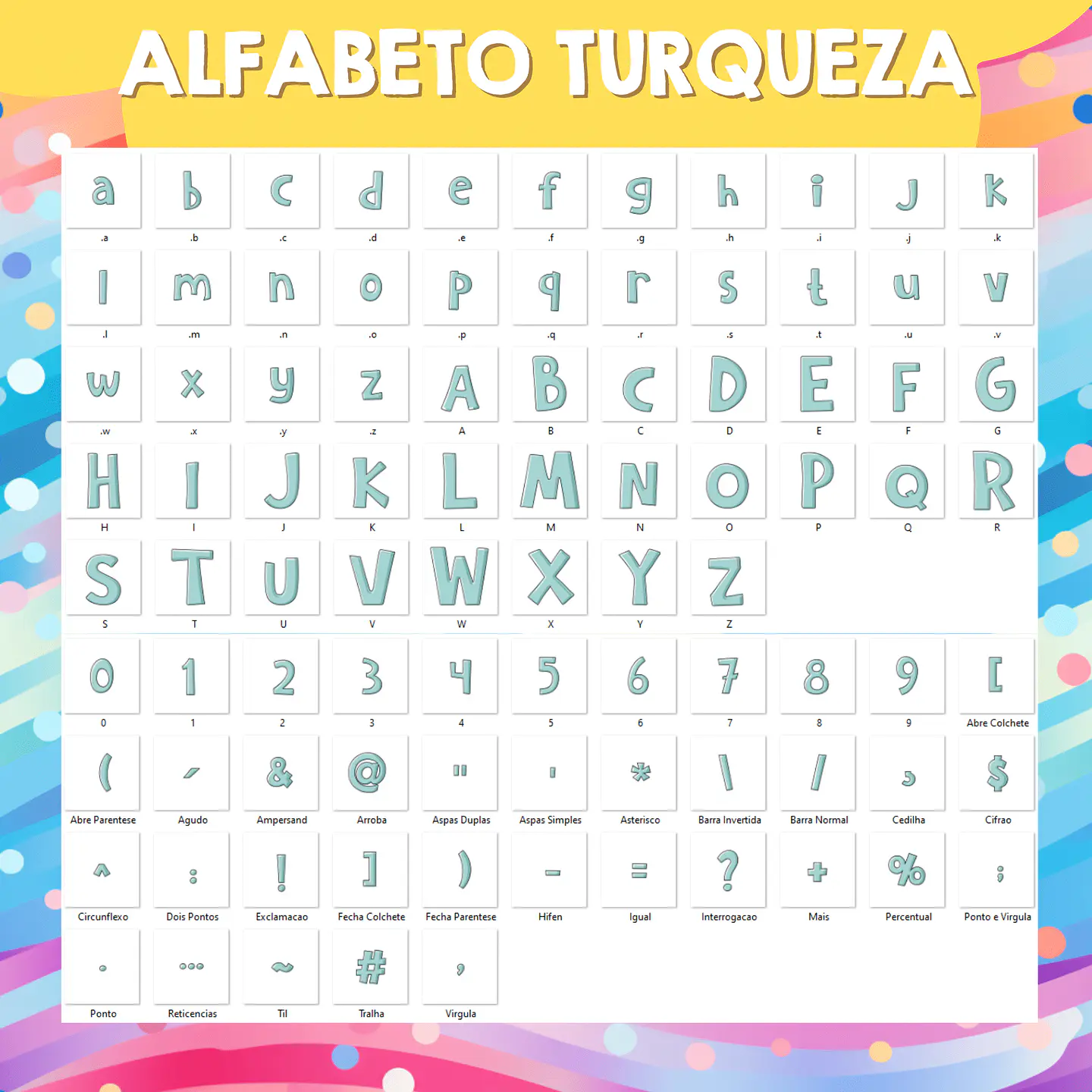Kit Digital Alfabeto Colorido Candy - 8 CORES 5