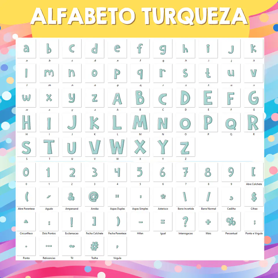 Kit Digital Alfabeto Colorido Candy - 8 CORES 5