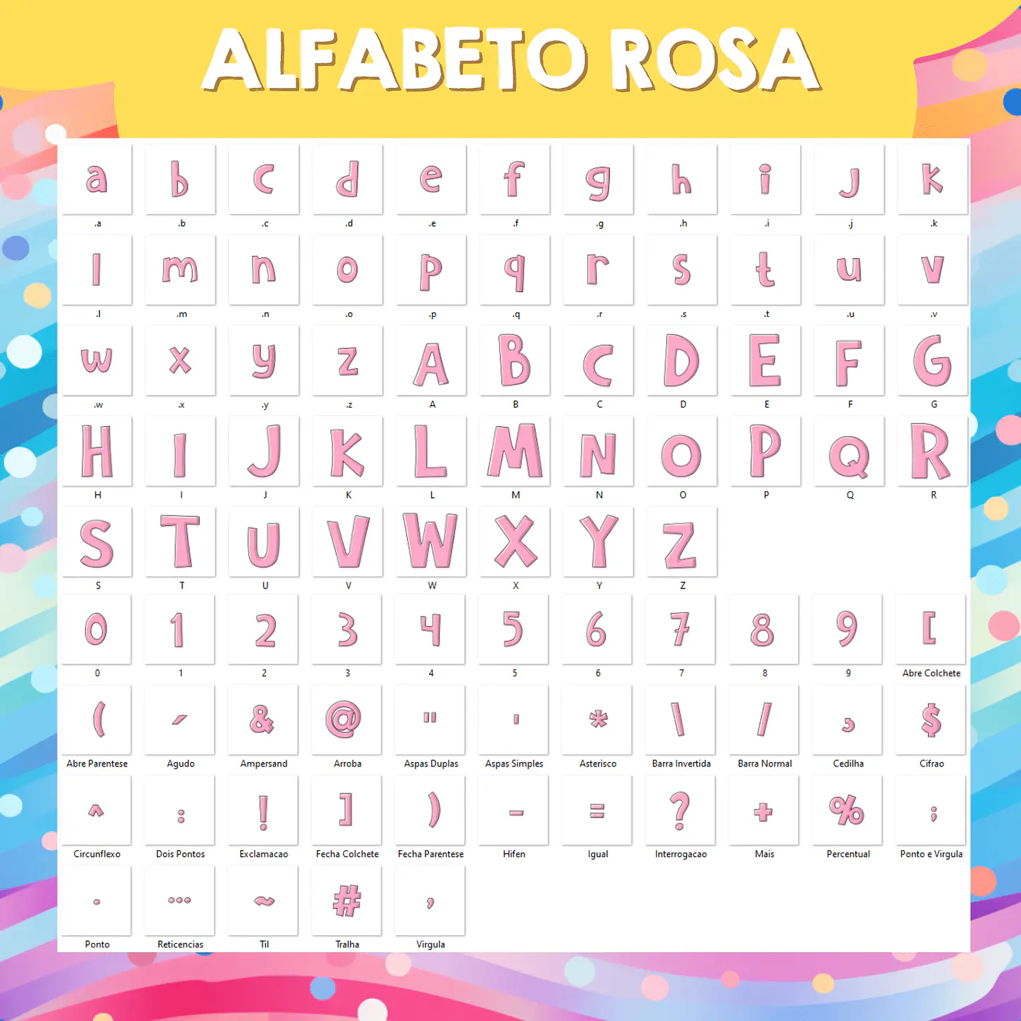 Kit Digital Alfabeto Colorido Candy - 8 CORES 6