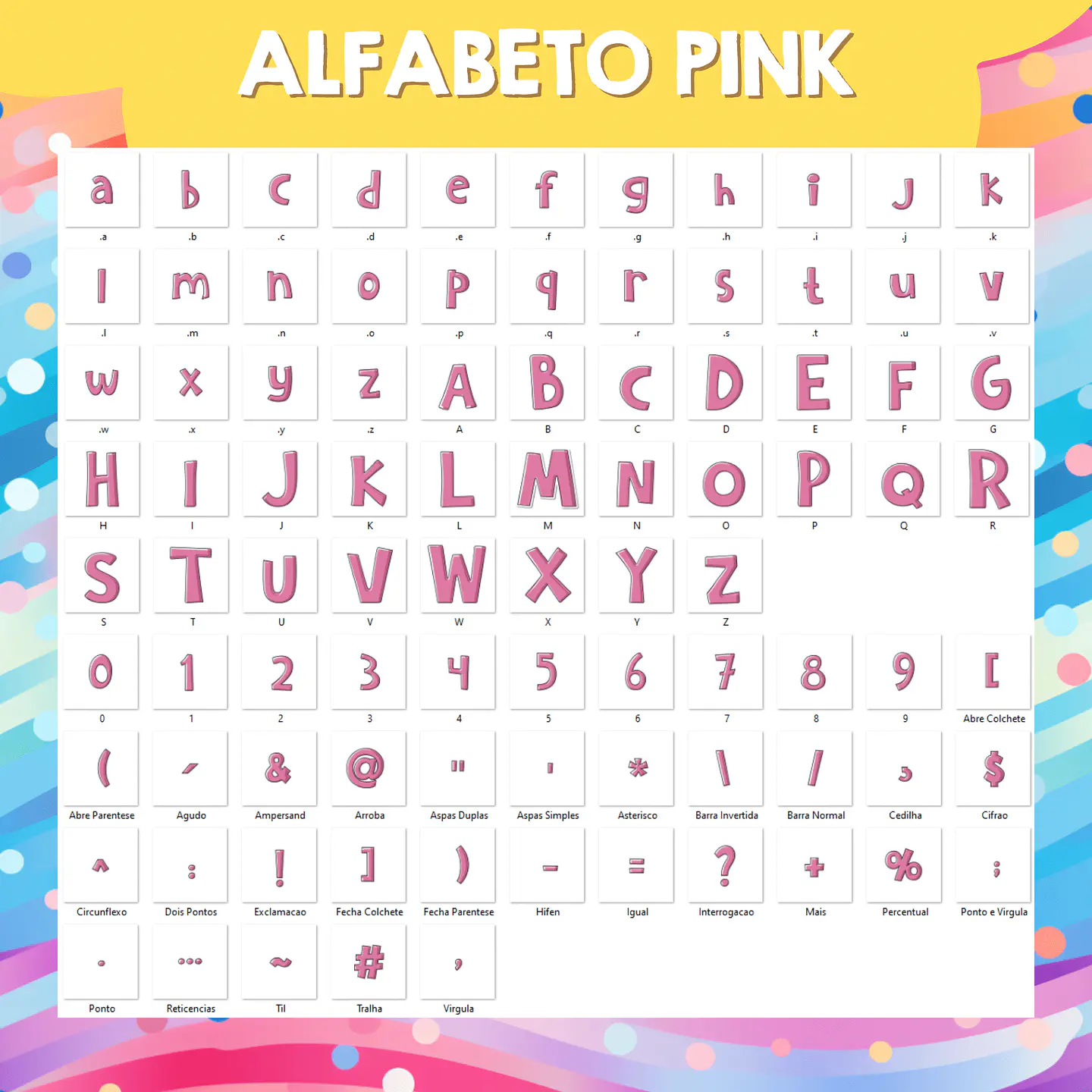 Kit Digital Alfabeto Colorido Candy - 8 CORES 7