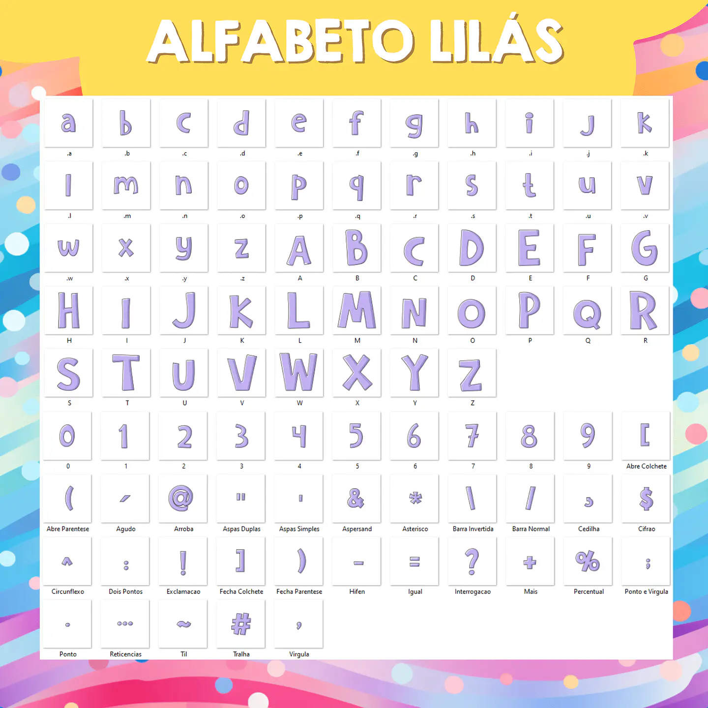 Kit Digital Alfabeto Colorido Candy - 8 CORES 8