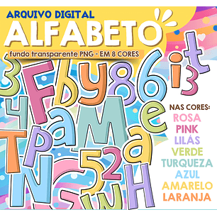 Kit Digital Alfabeto Colorido Candy - 8 CORES