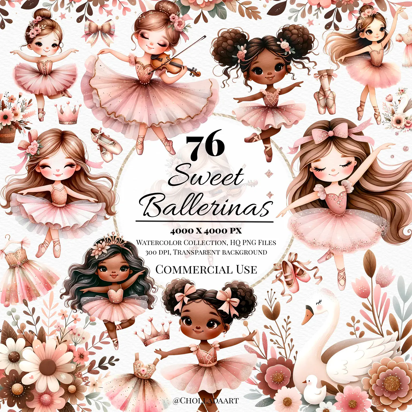 Kit Digital Bailarinas Aquarela 1