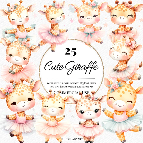 Kit Digital Girafinha Aquarela