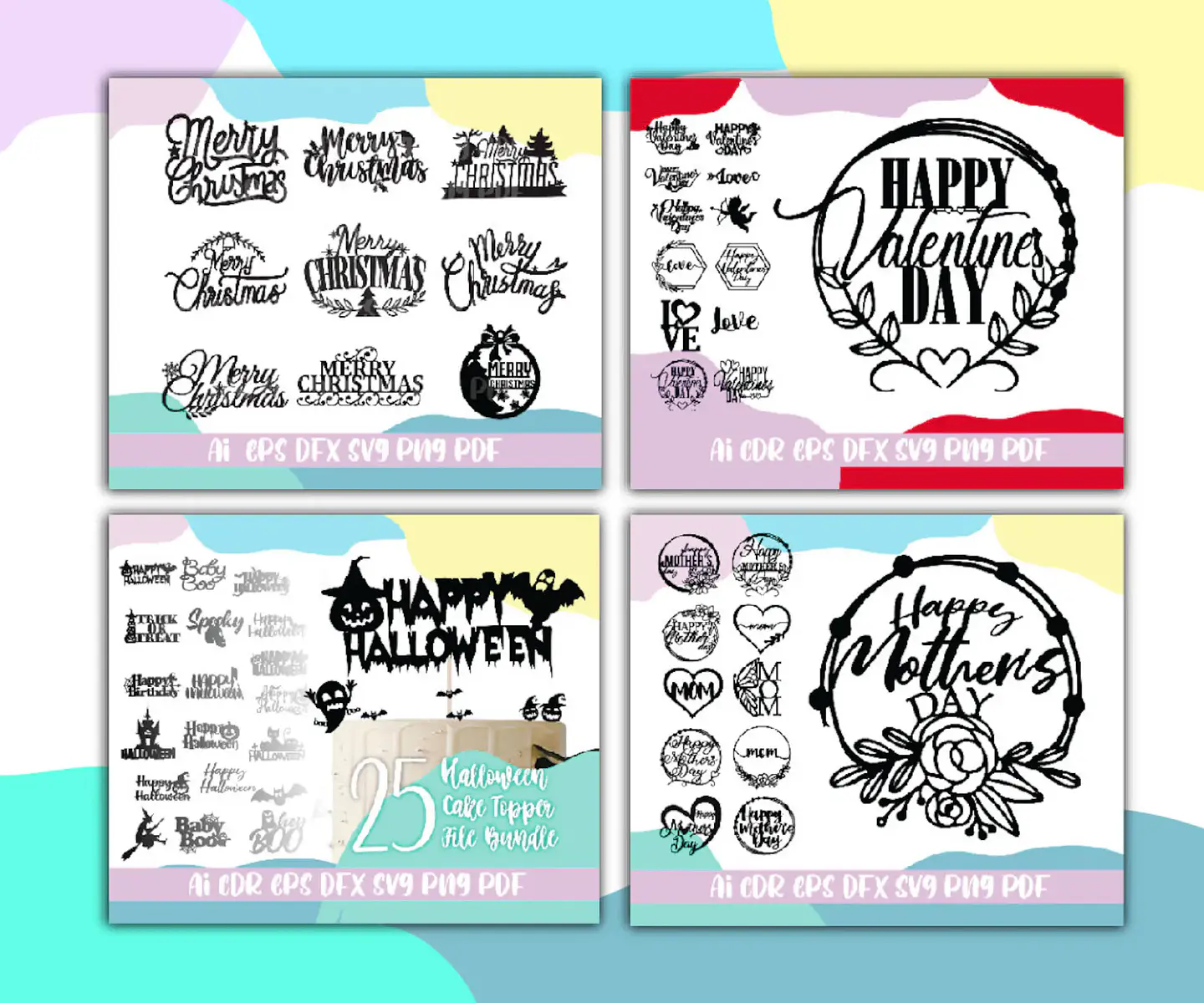Arquivo Topo de Bolo Combo 3