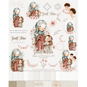 Kit Digital Ilustrações Santana Vó de Jesus (Santinhos)