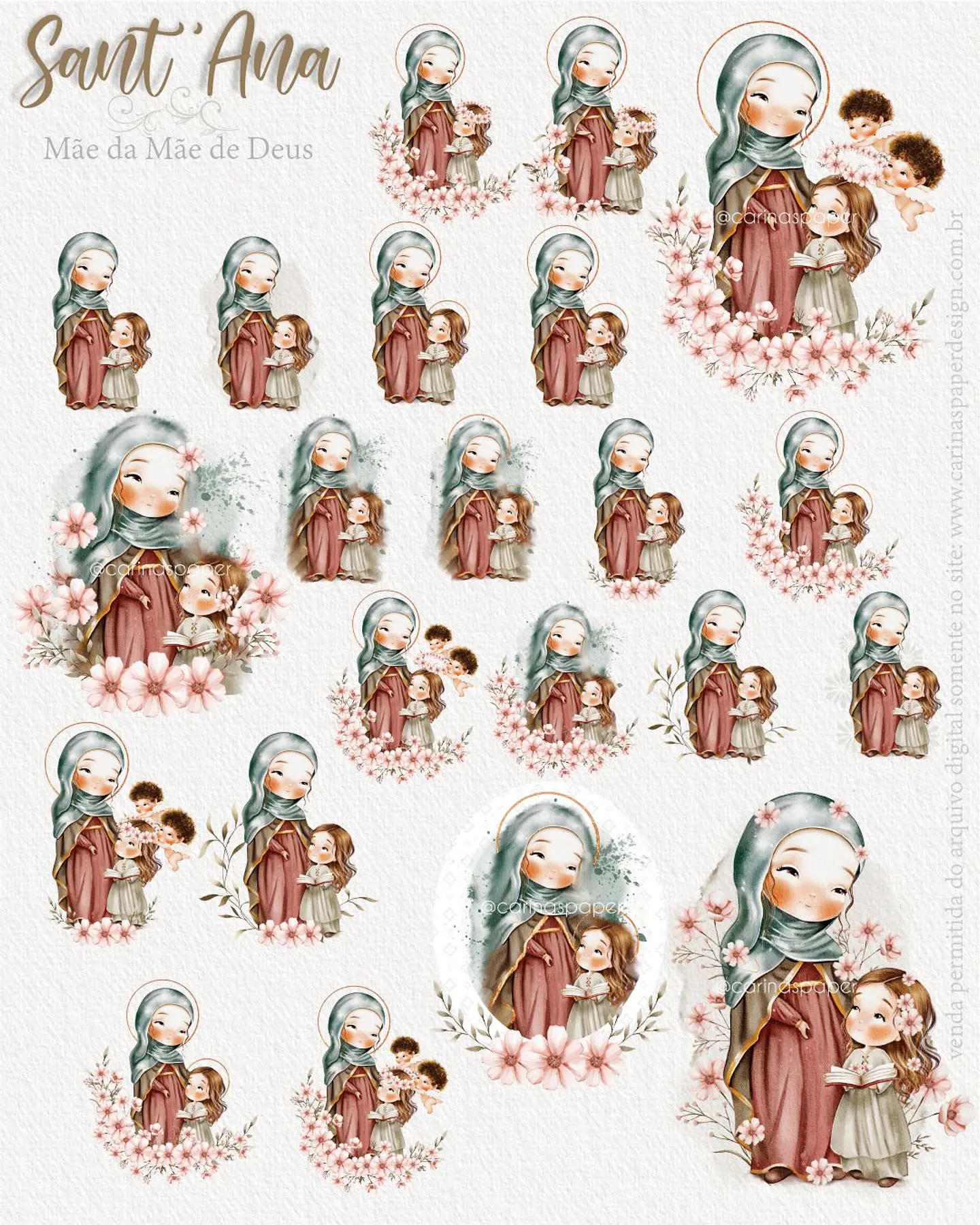 Kit Digital Ilustrações Santana Vó de Jesus (Santinhos) 5
