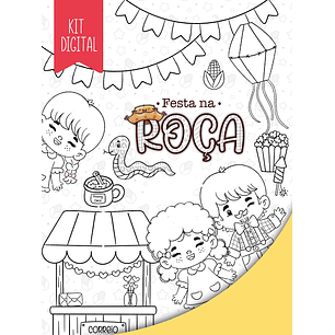 Kit Digital Festa da Roça Preto e Branco