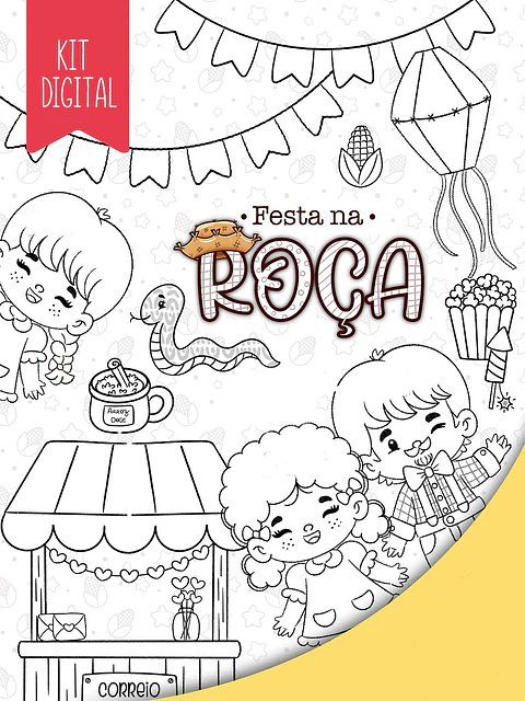 Kit Digital Festa da Roça Preto e Branco