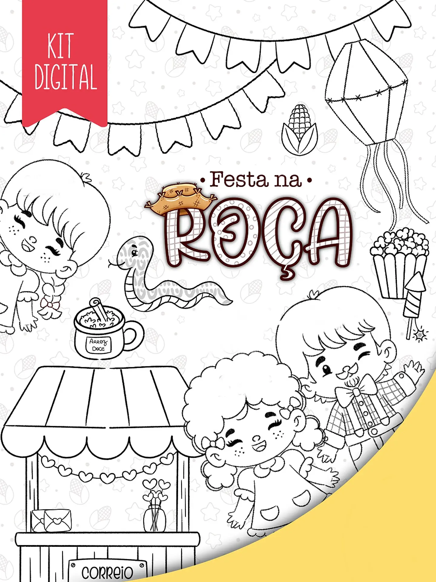 Kit Digital Festa da Roça Preto e Branco 1