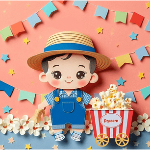 Arquivo Topo de Bolo Menino Carrinho de Pipoca - EM CAMADAS