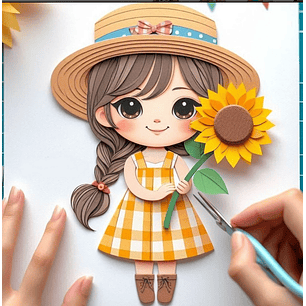 Arquivo Topo de Bolo Menina Junina Girassol - EM CAMADAS