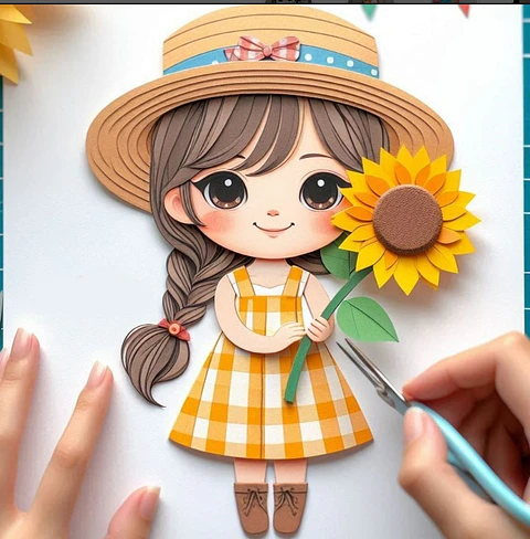 Arquivo Topo de Bolo Menina Junina Girassol - EM CAMADAS