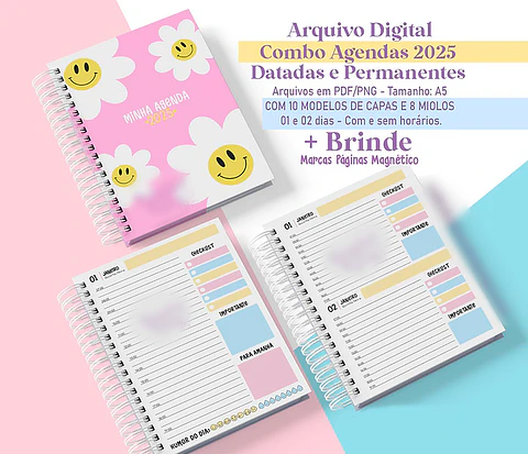 Arquivo Combo Agendas 2025 e Permanentes Coleção Smiles