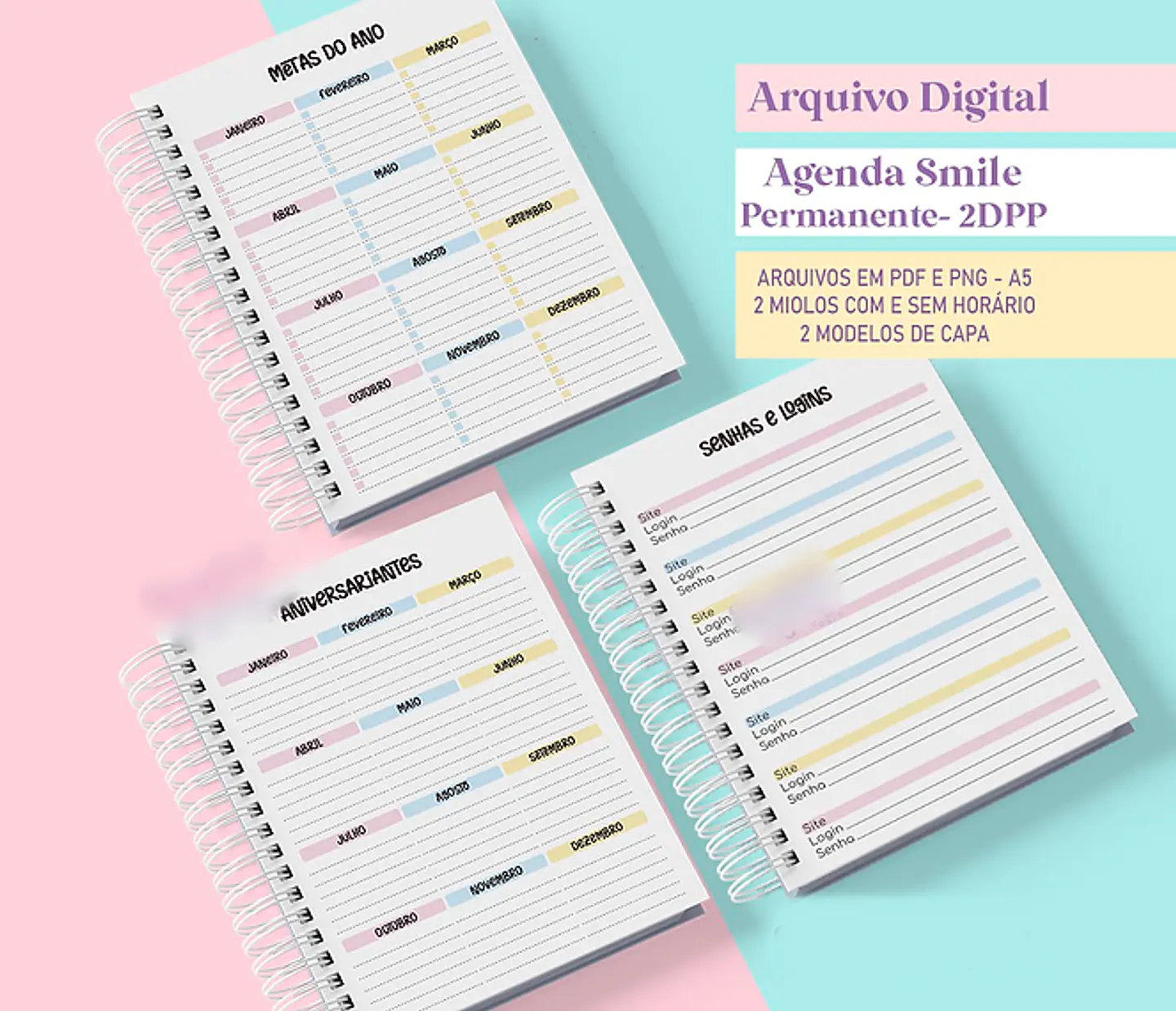 Arquivo Combo Agendas 2025 e Permanentes Coleção Smiles 2