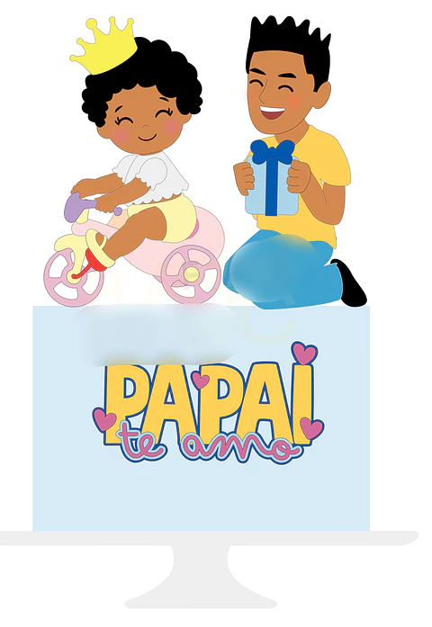 Arquivo Topo de Bolo Dia dos Pais - Papai e Bebê Motinha - EM CAMADAS