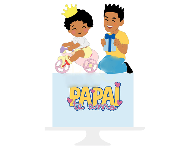 Arquivo Topo de Bolo Dia dos Pais - Papai e Bebê Motinha - EM CAMADAS