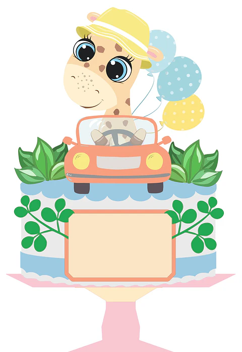 Arquivo Topo de Bolo Girafinha no Carro - EM CAMADAS