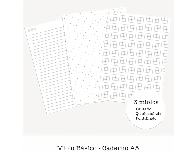 Arquivo Miolos Básicos Caderno A5 - 3 MODELOS