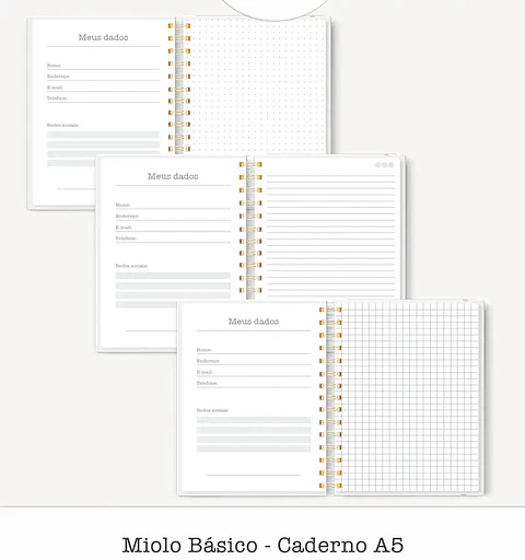Arquivo Miolos Básicos Caderno A5 - 3 MODELOS