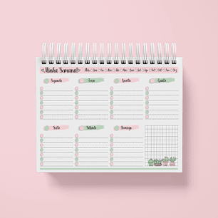 Arquivo Planner Duo Cactos Mensal e Semanal Permanente A5