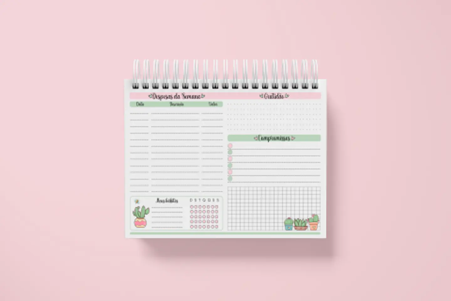 Arquivo Planner Duo Cactos Mensal e Semanal Permanente A5 3