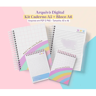 Arquivo Caderno A5 + Bloquinho A6 Colorido