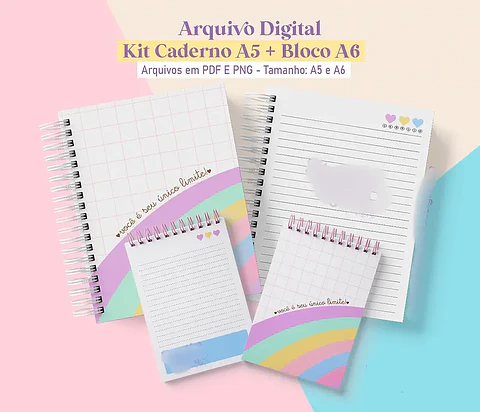 Arquivo Caderno A5 + Bloquinho A6 Colorido