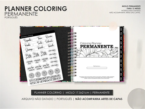 Arquivo Miolo Planner Coloring Permanente - Português