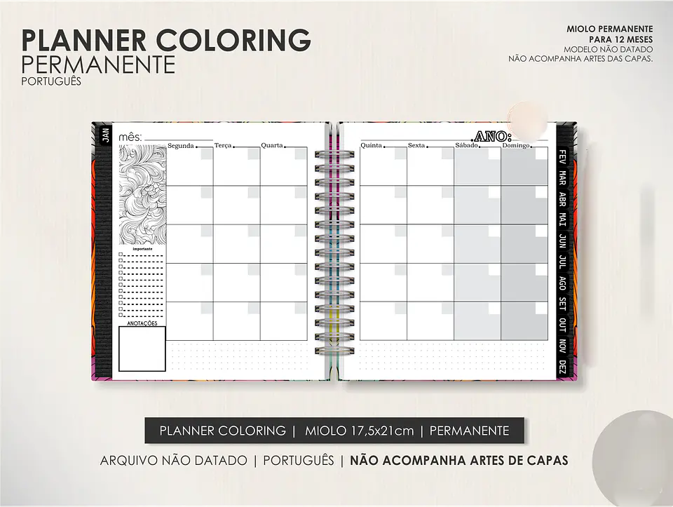 Arquivo Miolo Planner Coloring Permanente - Português 4