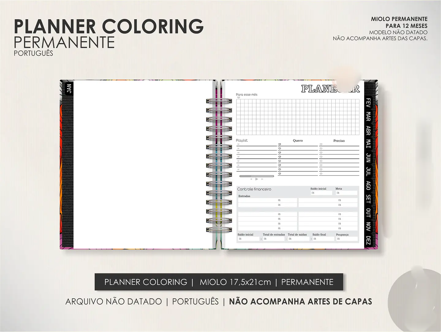 Arquivo Miolo Planner Coloring Permanente - Português 5