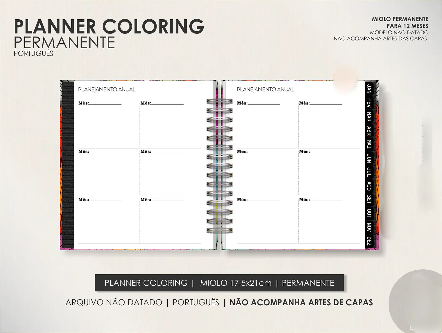 Arquivo Miolo Planner Coloring Permanente - Português 6