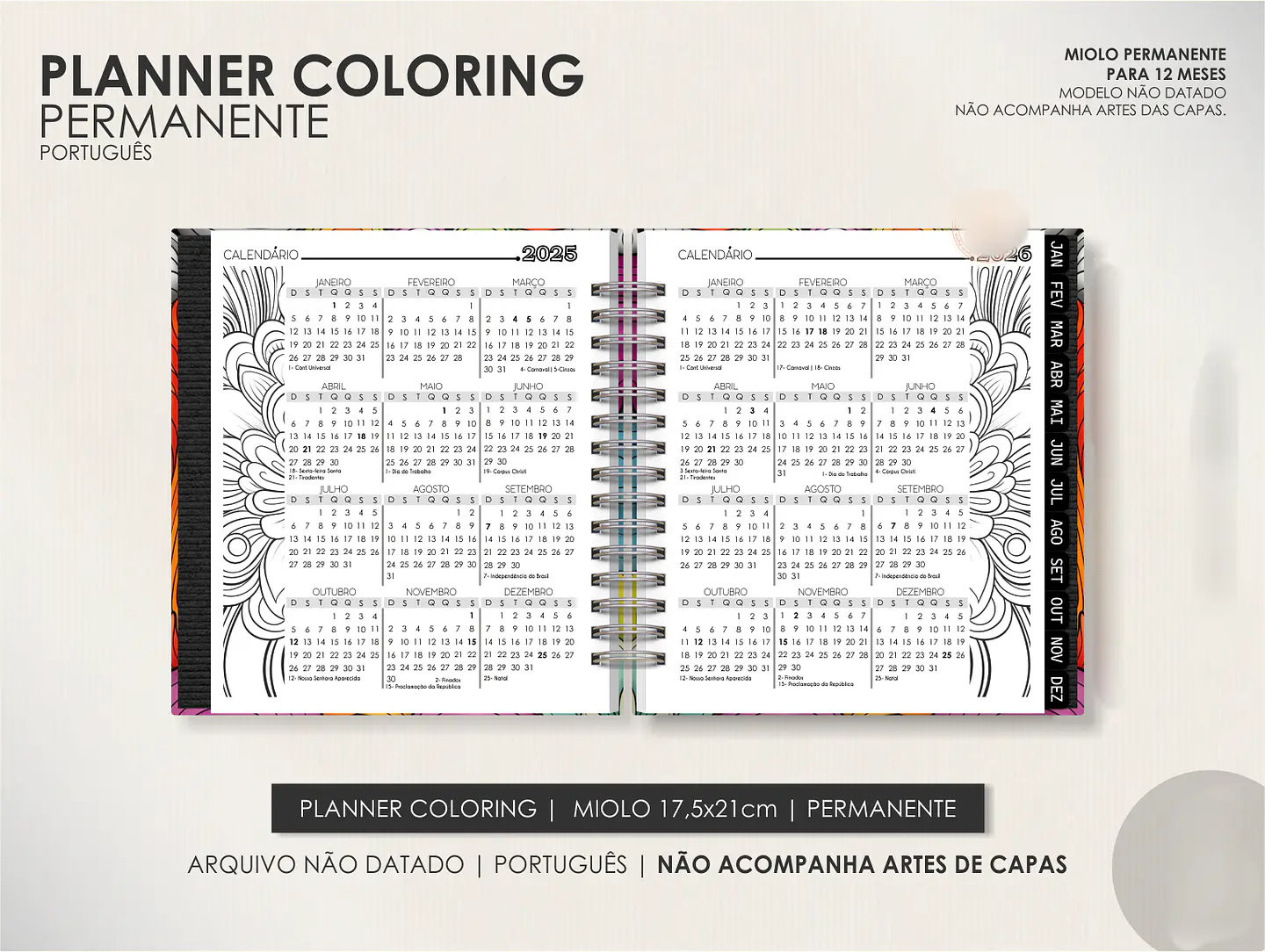 Arquivo Miolo Planner Coloring Permanente - Português 7