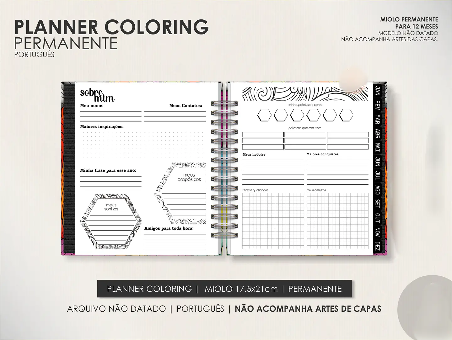 Arquivo Miolo Planner Coloring Permanente - Português 8