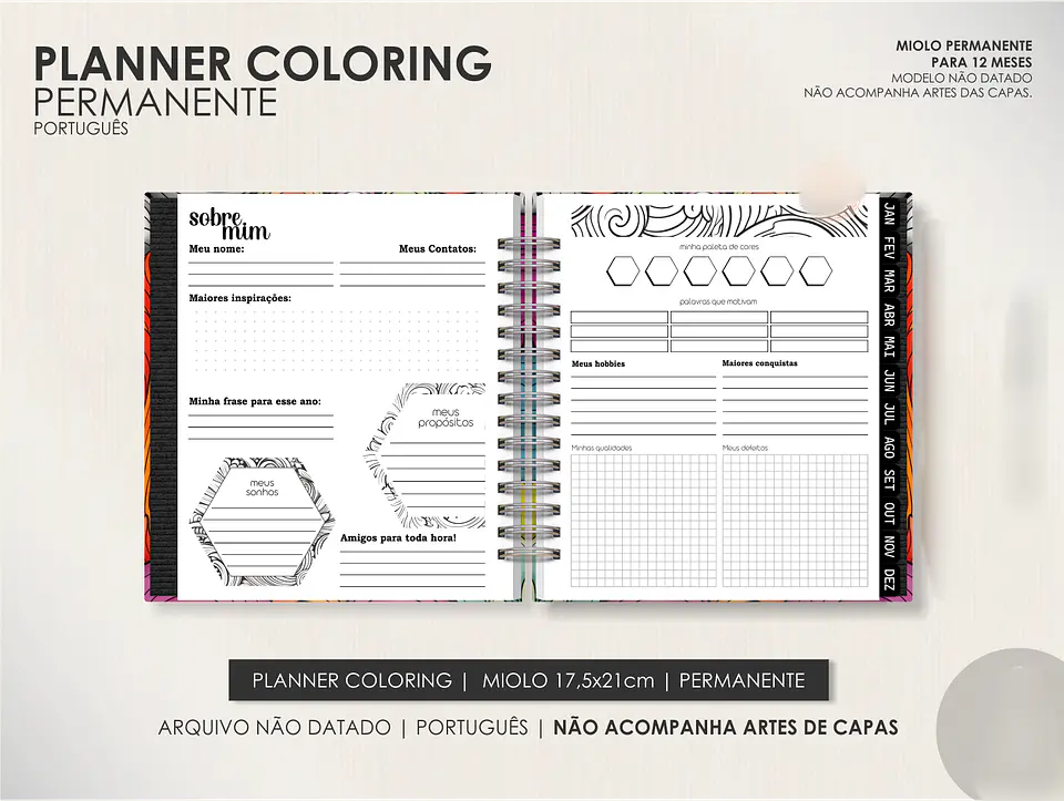 Arquivo Miolo Planner Coloring Permanente - Português 8