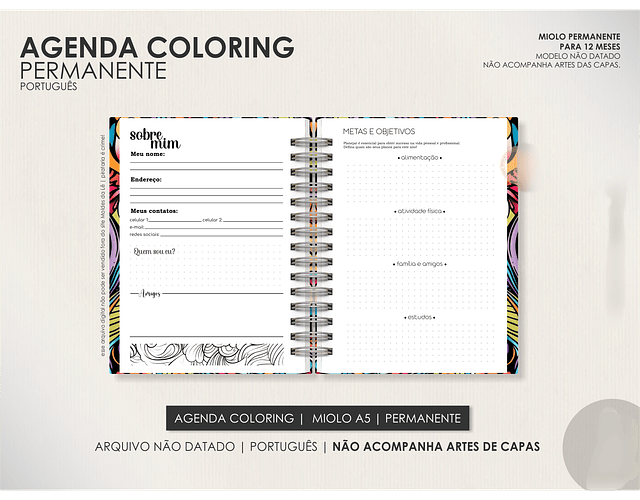 Arquivo Miolo Agenda Coloring Permanente - Português