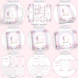 Arquivo Kit Encadernação Floral Alfabeto