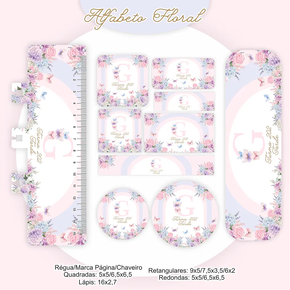 Arquivo Kit Encadernação Floral Alfabeto 12
