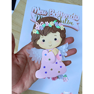 Arquivo Topo de Bolo Batizado Anjinha Menina - EM CAMADAS