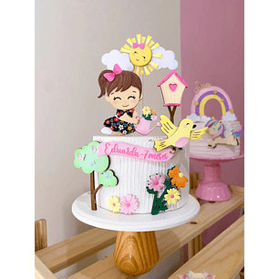 Arquivo Topo de Bolo Menina no Jardim - EM CAMADAS