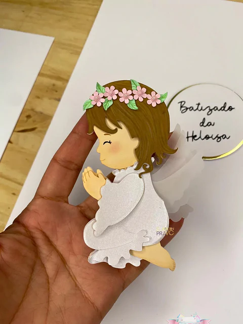 Arquivo Topo de Bolo Batizado Anjinha Menina - EM CAMADAS