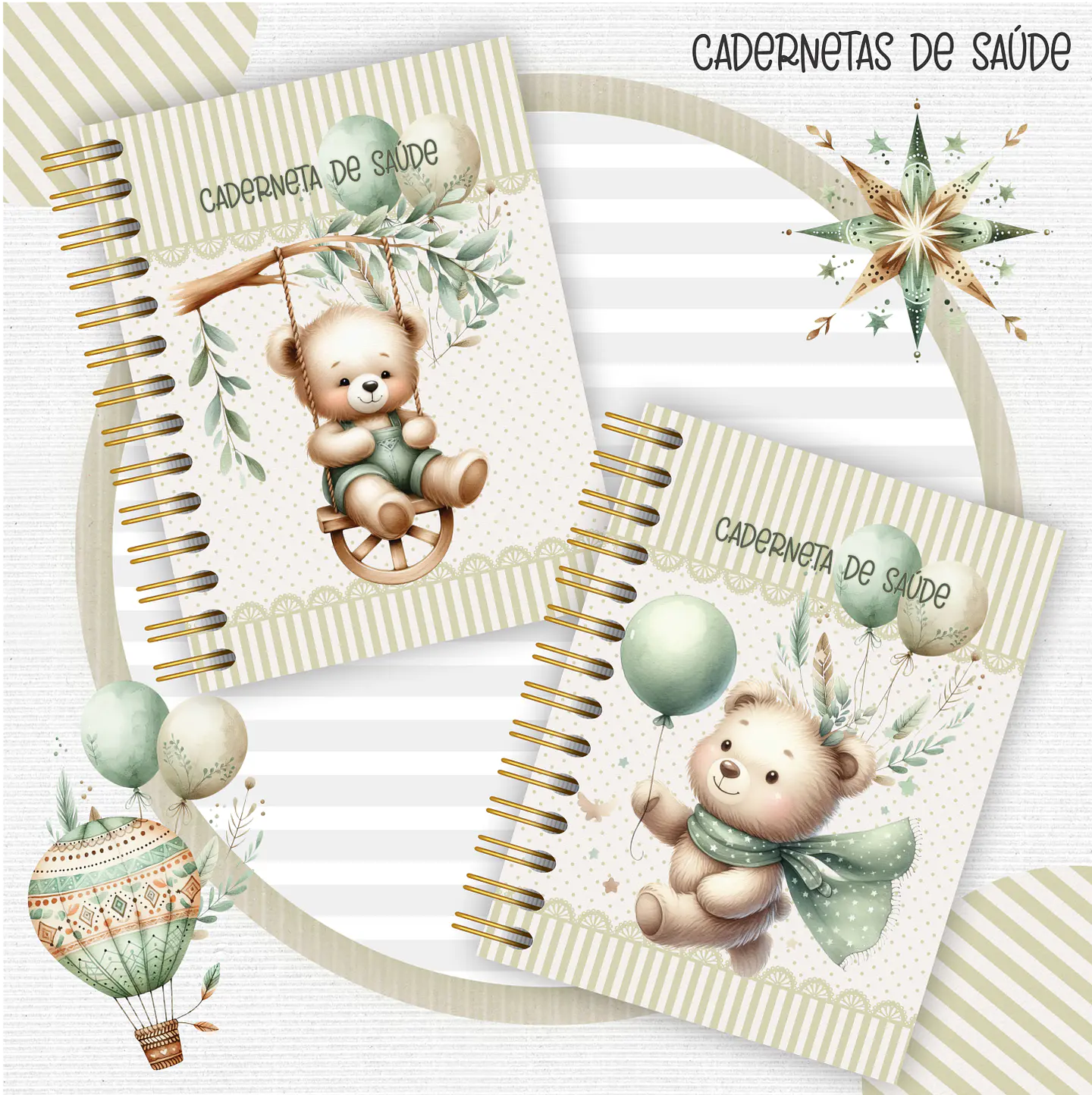Arquivo Capas Caderneta Ursinhos Verde 4