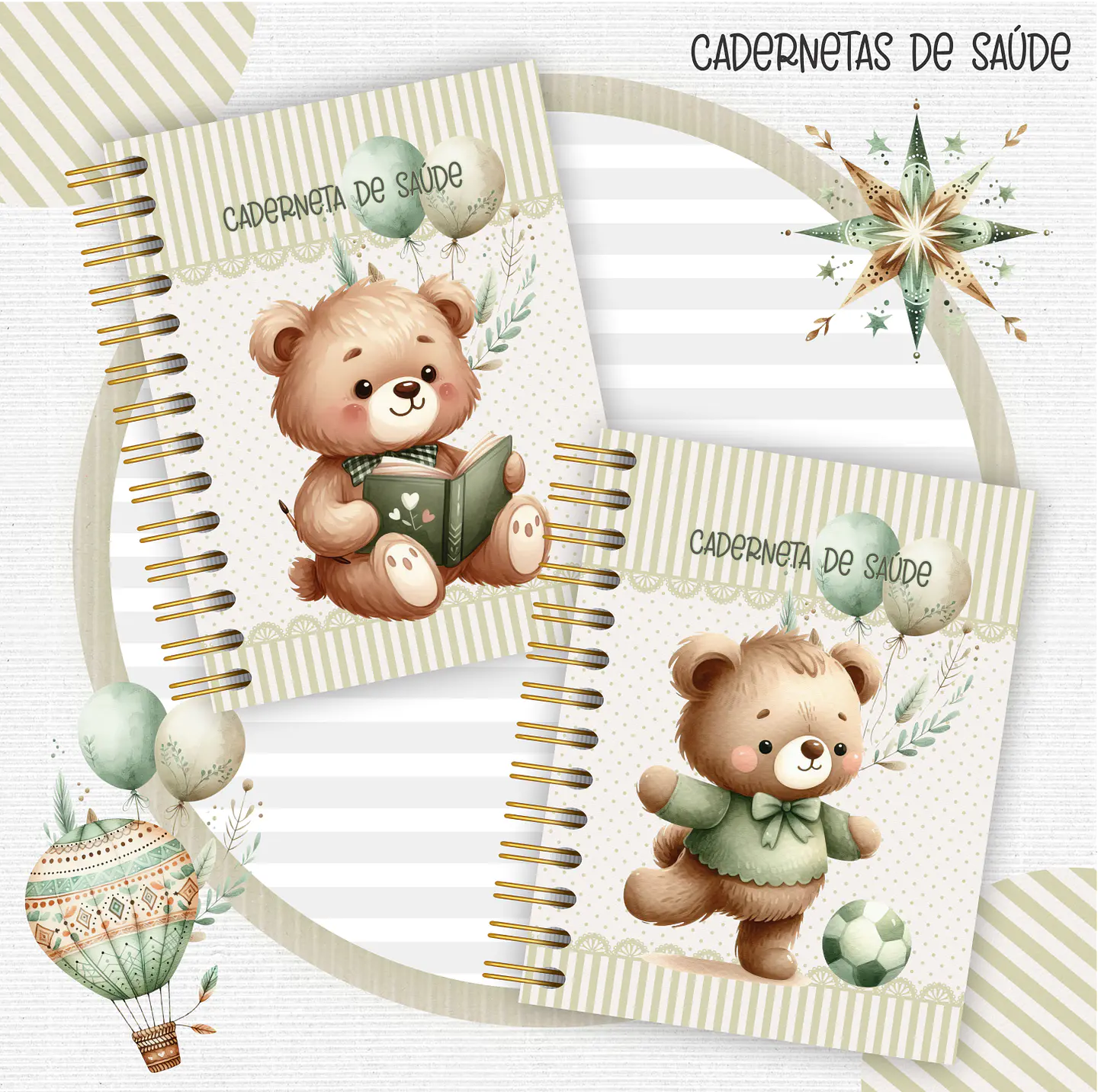 Arquivo Capas Caderneta Ursinhos Verde 5