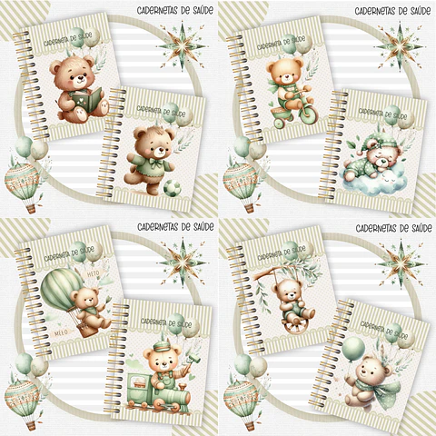 Arquivo Capas Caderneta Ursinhos Verde