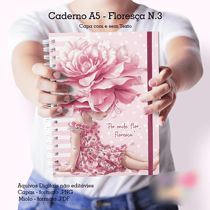 Arquivo Caderno A5 + Bloquinho A6 Floral Rosa