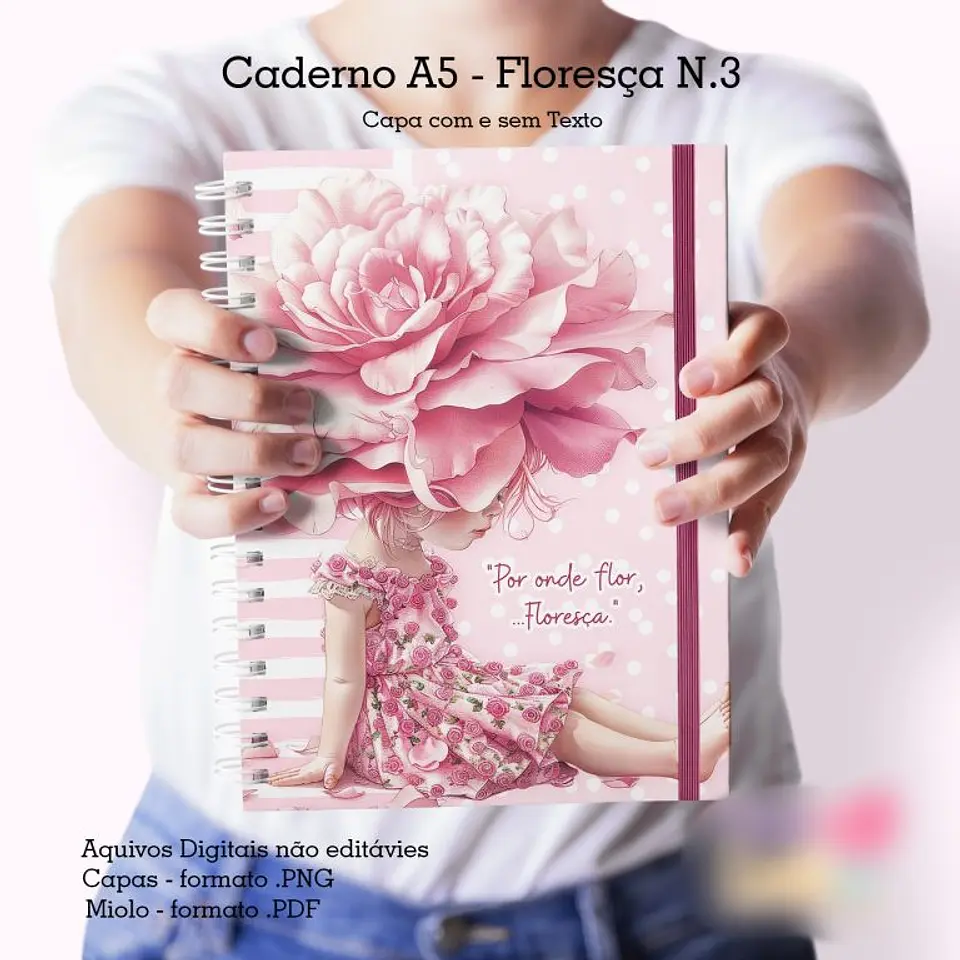 Arquivo Caderno A5 + Bloquinho A6 Floral Rosa 1