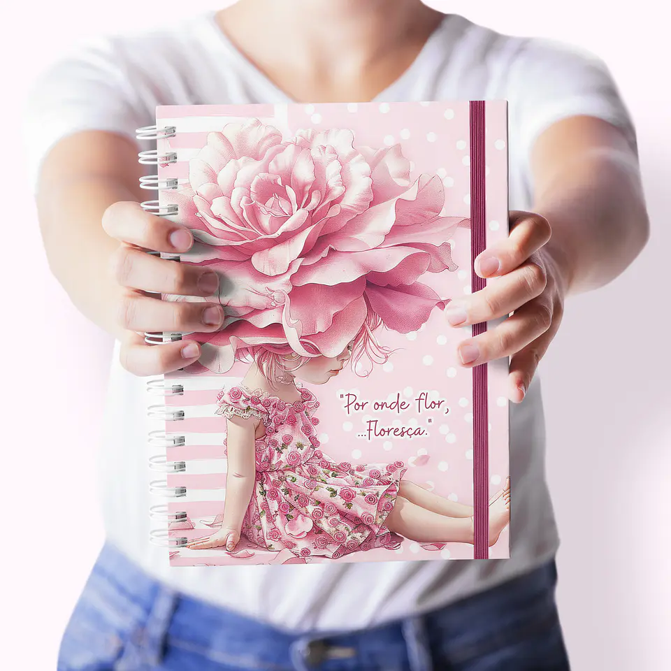 Arquivo Caderno A5 + Bloquinho A6 Floral Rosa 6