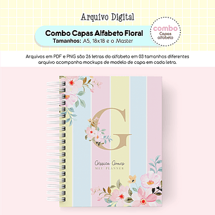 Arquivo Combo de Capas Alfabeto Floral